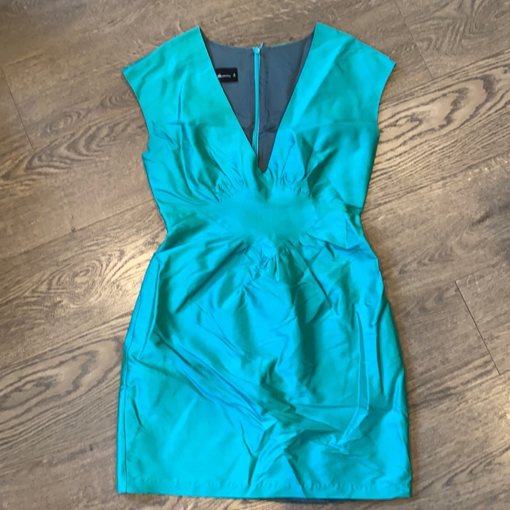 100% silk vintage Nokomis local Edmonton brand turquoise dress